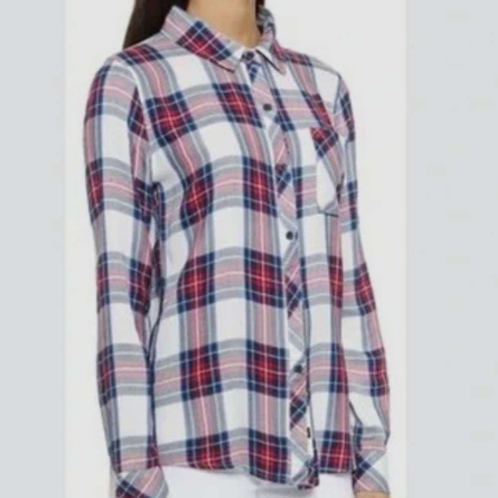 Rails Hunter Grunge Indie Preppy Red White Blue Medium plaid flannel button down